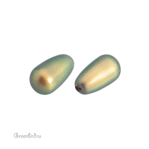 Swarovski 5816 Жемчуг полупросверленный капля 11.5x6 мм, иризирующий зеленый (#930), 1 шт.
