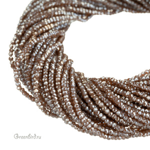 Бусины граненые рондели "Мини", серебряный раухтопаз, нить (#SVAB218)