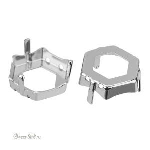 4683 Оправа для Thin Hexagon Fancy Stone 14х15,8 мм, томпак/родий