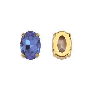 Кристалл в оправе 4120C 14x10 мм Crystalbird - Sapphire (#206), золотистый, 1 шт.