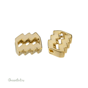 Бусина фигурная "Зодиак - Водолей", матовое золото, 1 шт. (9JJ260), Корея