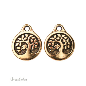 Подвеска "Птица на дереве" круг, ант. золото, 1 шт. (#TC-2410-26) Подвеска "Птица на дереве" круг, ант. золото, 1 шт. (#TC-2410-26)