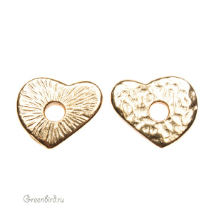 Элемент под заклепку "Сердце", золото (#TC-5797)