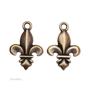 Подвеска "Королевская лилия", ант. латунь, 1 шт. (#TC-2340)