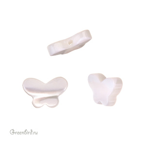 Бусина "Бабочка" 9 мм, белый перламутр, 1 шт. (#SVA-PRL-025)