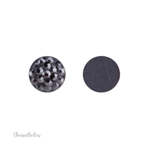 86601 BeCharmed Pave Cabochon 6 мм — Jet Hematite (#280HEM)