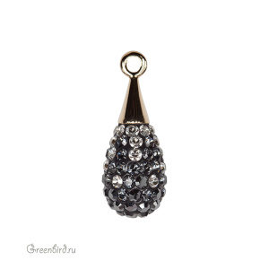 167563 подвеска Pave капля 20mm, золото, Hematite/Silver Night/Silver Shade (#280HEM/001SINI/001SSHA