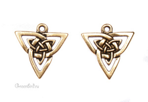 Подвеска "Кельтский треугольник", ант. золото, 1 шт. (#TC-7506)