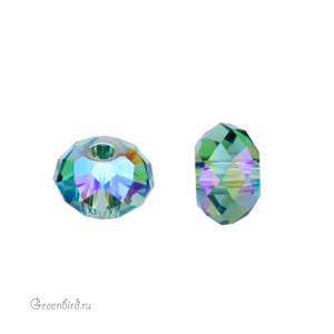 Swarovski 5040 Бусина Бриолетт 6х4 мм, эринит с мерцанием 2X (#360SHIM2), 1 шт.