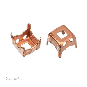 4499 Оправа для ювелирного кристалла Prismatic Square FS 6 мм, томпак