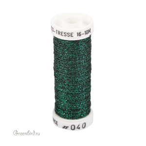 Металлизированная нить Tresse #16 AVAS, изумрудный/черный, 10 м (#16-040)
