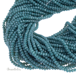 Бусины граненые рондели 3,5 мм, зеленый жадеит, нить (#SVAB1071)