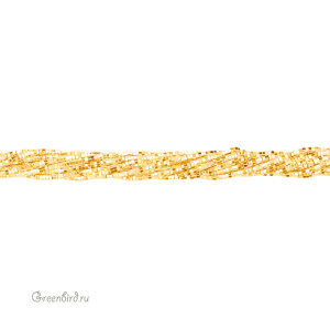 Бусины Геметин 2x1 мм, шестигранные рондели, золото, нить (#SV-HMT-33)