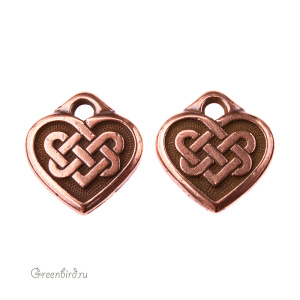 Подвеска "Кельтское сердце" малая, ант. медь, 1 шт. (#2393-18)