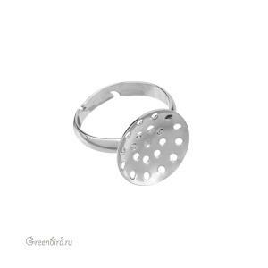 Основа для кольца с платформой 14 мм, родий, 1 шт. (#SV1701-RB-15R)