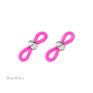 Цветной держатель-концевик для очков, розовый, серебро, 1 шт. (#SVA-003S)