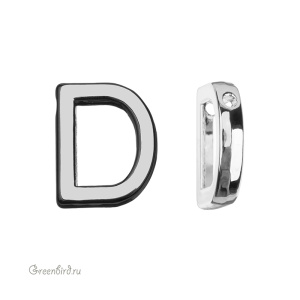 Подвеска гладкая буква "D", родий, 1 шт. (#SV1701-LR-D)