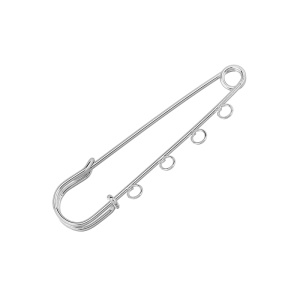 Булавка английская с 4 кольцами 70 мм, серебристый, 1 шт. (#CBP006R)