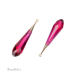Swarovski 6532 подвеска Капля с бейлом 44 мм, золото, рубин (#501), 1 шт.