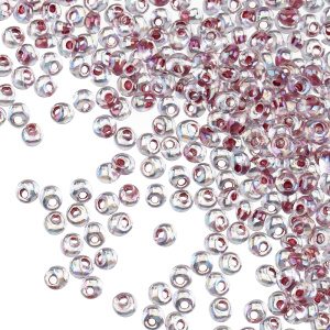 TOHO Magatama 3 мм, окрашенный изнутри, Crystal/Strawberry (#771)