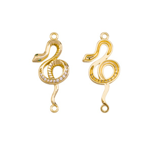Коннектор с фианитами "Змейка", золото, 1 шт. (#SVA-FIAN-1012G)