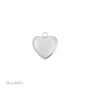 Подвеска "Сердечко" 15 мм, родий, 1 шт. (#SVA-BASE-061R)