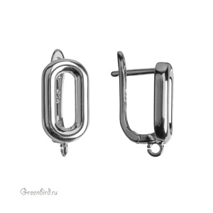 Швензы с английским замком "Овал", родий, пара (#SV1701-1715R)