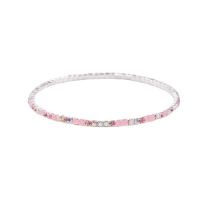 Браслет теннисный, родий, кристаллы, Light Rose mix, 1 шт. (#SV1701-13063LR)