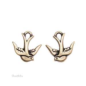 Подвеска "Ласточка", ант. латунь, 1 шт. (#TC-2300)