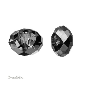 Swarovski 5040 Бусина Бриолетт 8х5 мм, серебряная ночь (#001SINI), 1 шт.