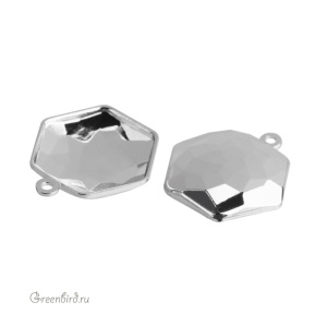 NEW 4683 Оправа-подвеска для Thin Hexagon Fancy Stone 14х15,8 мм, томпак/родий