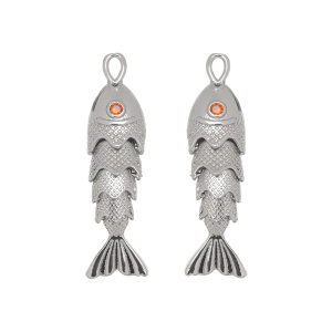 Подвеска "Рыбка" с фианитами, родий, 1 шт. (#SV1701-Pendant-199R)