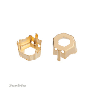 4699 Оправа для ювелирного кристалла Prismatic Hexagon Fancy Stone 9,4х10,8 мм, золото