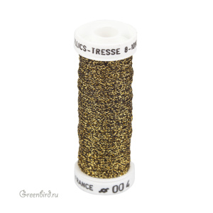 Металлизированная нить Tresse #8 AVAS, золото/черный, 10 м (#8-004)