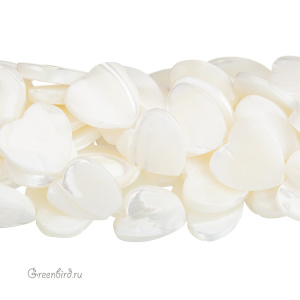 Бусина "Сердце" 14 мм, белый перламутр, 1 шт. (#SVA-PRL-007)