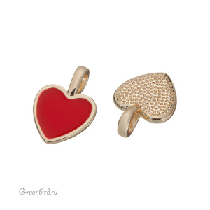 Подвеска с эмалью "Сердечко", золото, алый, 1 шт. (#SV1701-Pendant-12)