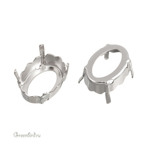 4160 Оправа для ювелирного кристалла Magical Oval Fancy Stone 18х13 мм, белая бронза