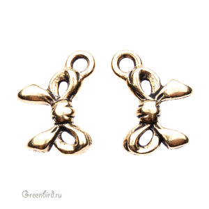 Подвеска "Бантик", ант. золото, 1 шт. (#TC-2329)