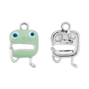 Подвеска с эмалью "Monster", родий, зеленый, 1 шт. (#CN-PN-186)