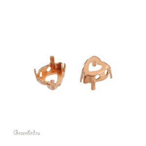 4884 Оправа для ювелирного кристалла Heart Fancy Stone 6,6х6 мм, томпак