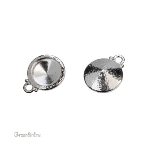 Оправа-подвеска для Rivoli 12 мм "Hammered", родий, 1 шт. (#TC-2540-61)