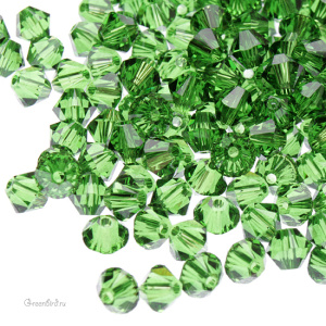 Swarovski 5328 Биконусы 4 мм, папоротник зеленый (#291), уп. 20 шт.