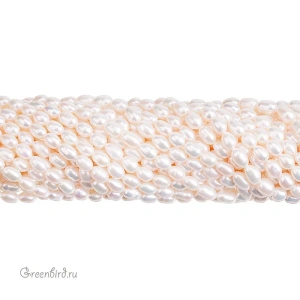 Жемчуг пресноводный "Рис" 4,5 х 6,5 мм, светлый, нить (#2456)