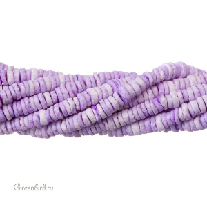 Бусины-диски 5х2 мм, сиреневый ракушечник, нить (#SVA-SHELL-14)
