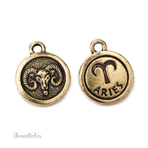Подвеска "Овен", ант. золото, 1 шт. (#TC-2470-26)