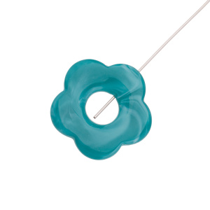 Подвеска "Цветок", пластик, темно-бирюзовый, 1 шт. (#SV1701-Pendant-184)