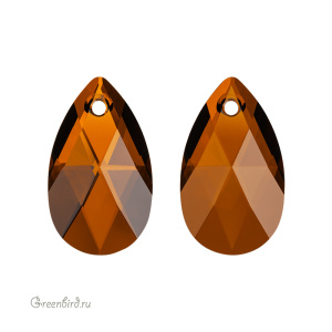 6106 подвеска Pear Shaped 22mm - Smoked Amber (#1001)