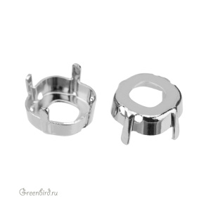 4483 Оправа для Thin Cushion Fancy Stone 10 мм, томпак/родий