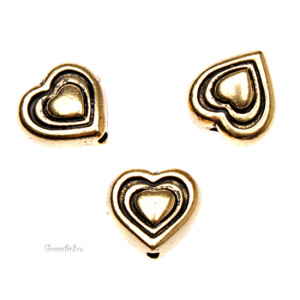 Бусина "Сердце", ант. золото, 1 шт. (#TC-5545)