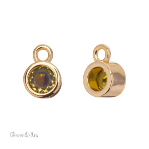 Подвеска круглая с фианитом, золото, Olive (#SVA-FIAN-006G)